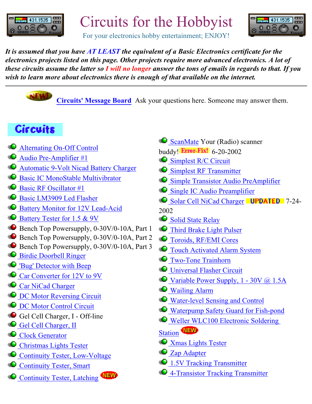 Electronic Circuits for the Hobbyist