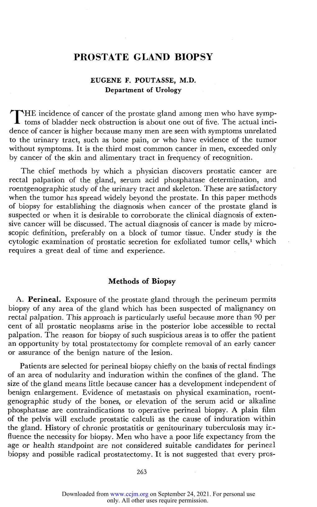 Prostate Gland Biopsy