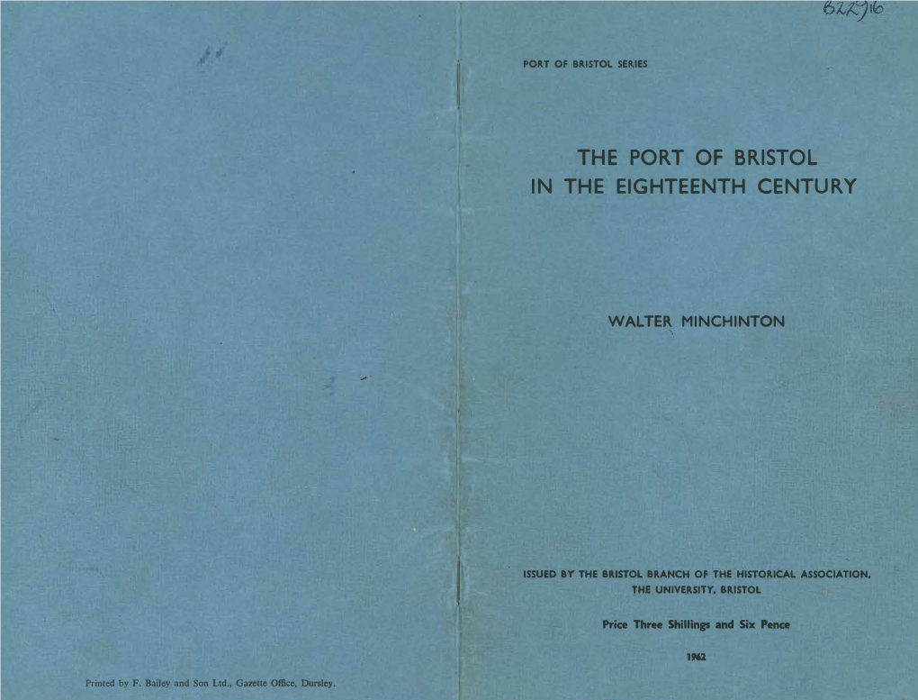 The Port of Bristol in the Eighteenth Century