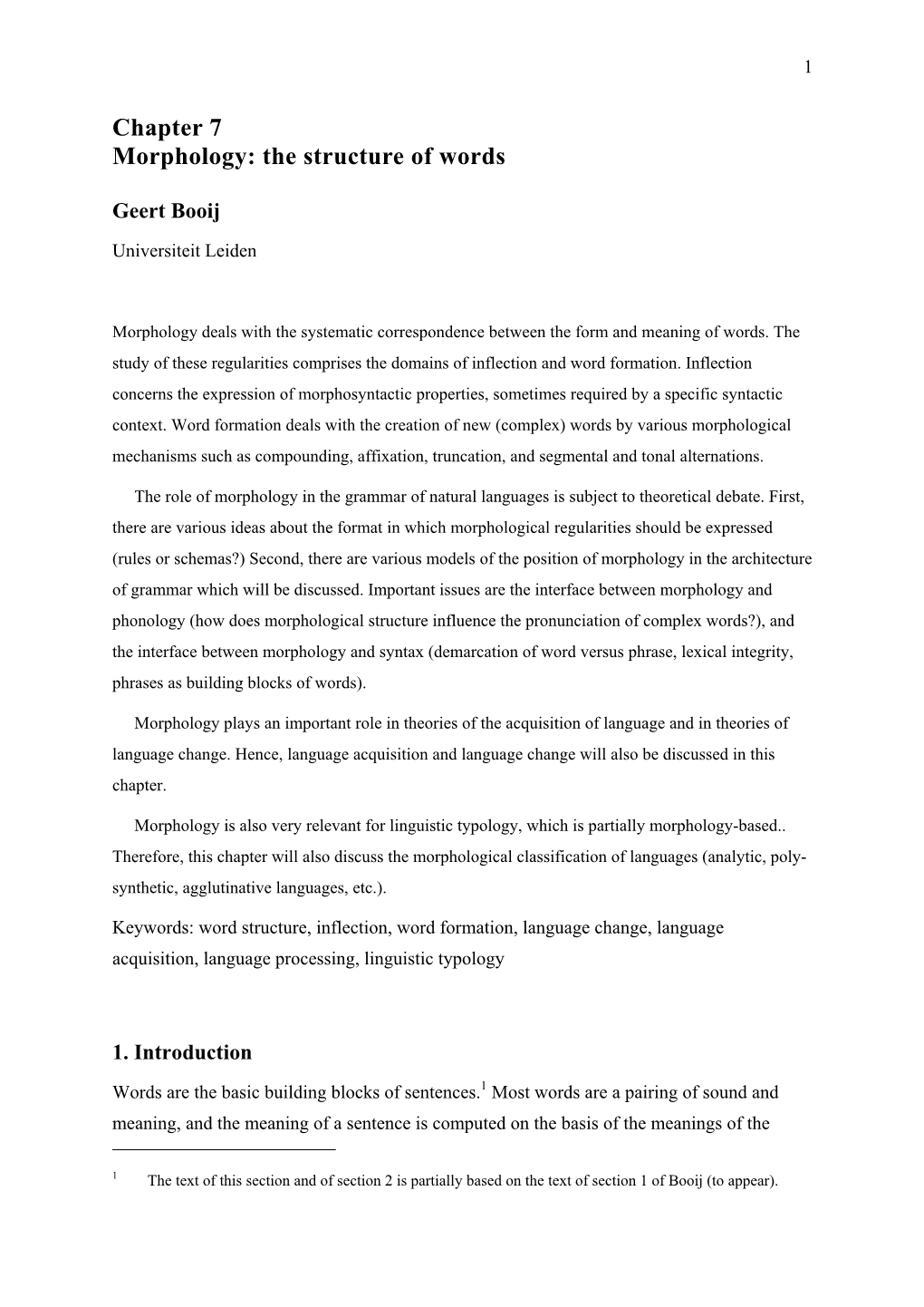 Chapter 7 Morphology: the Structure of Words