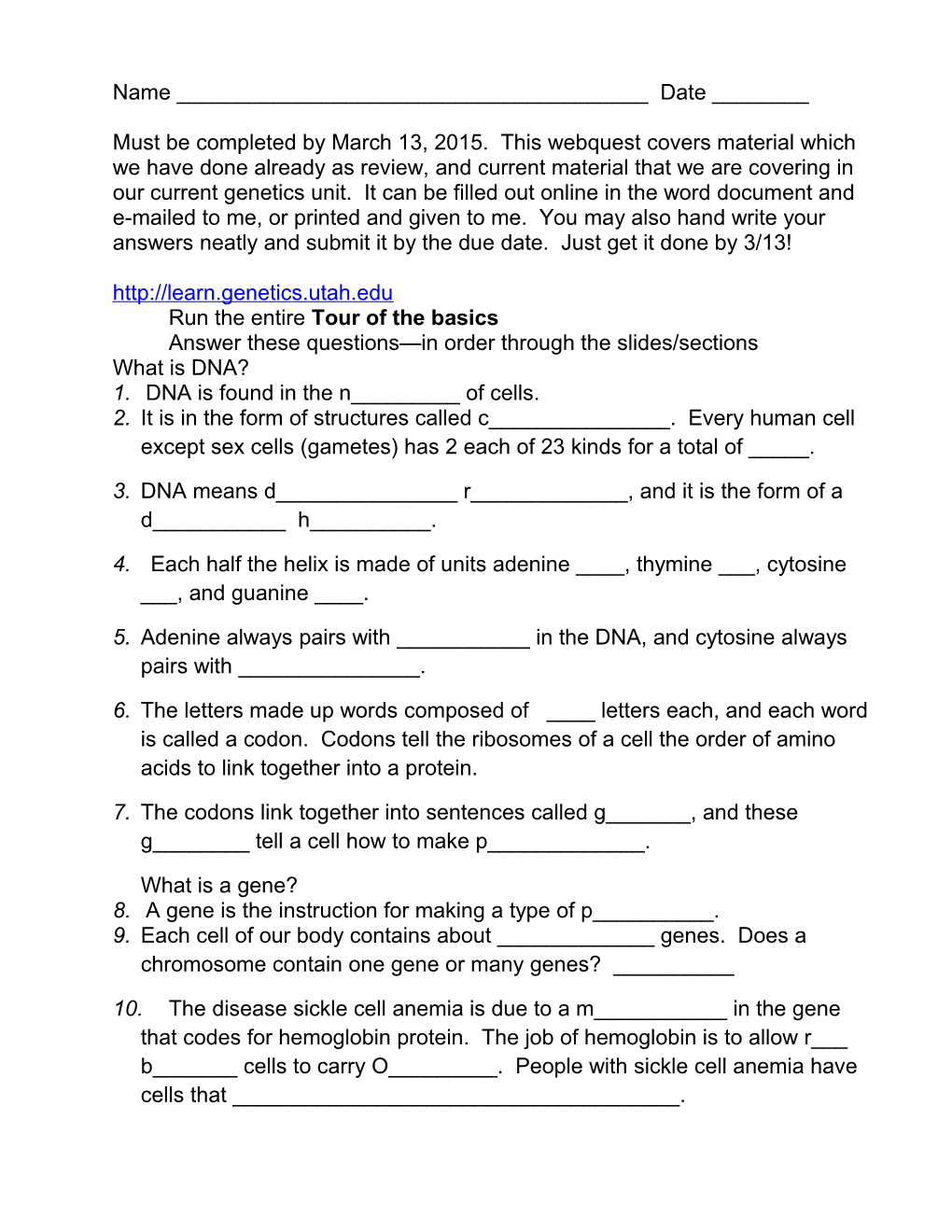 Answer These Questions in Order Through the Slides/Sections