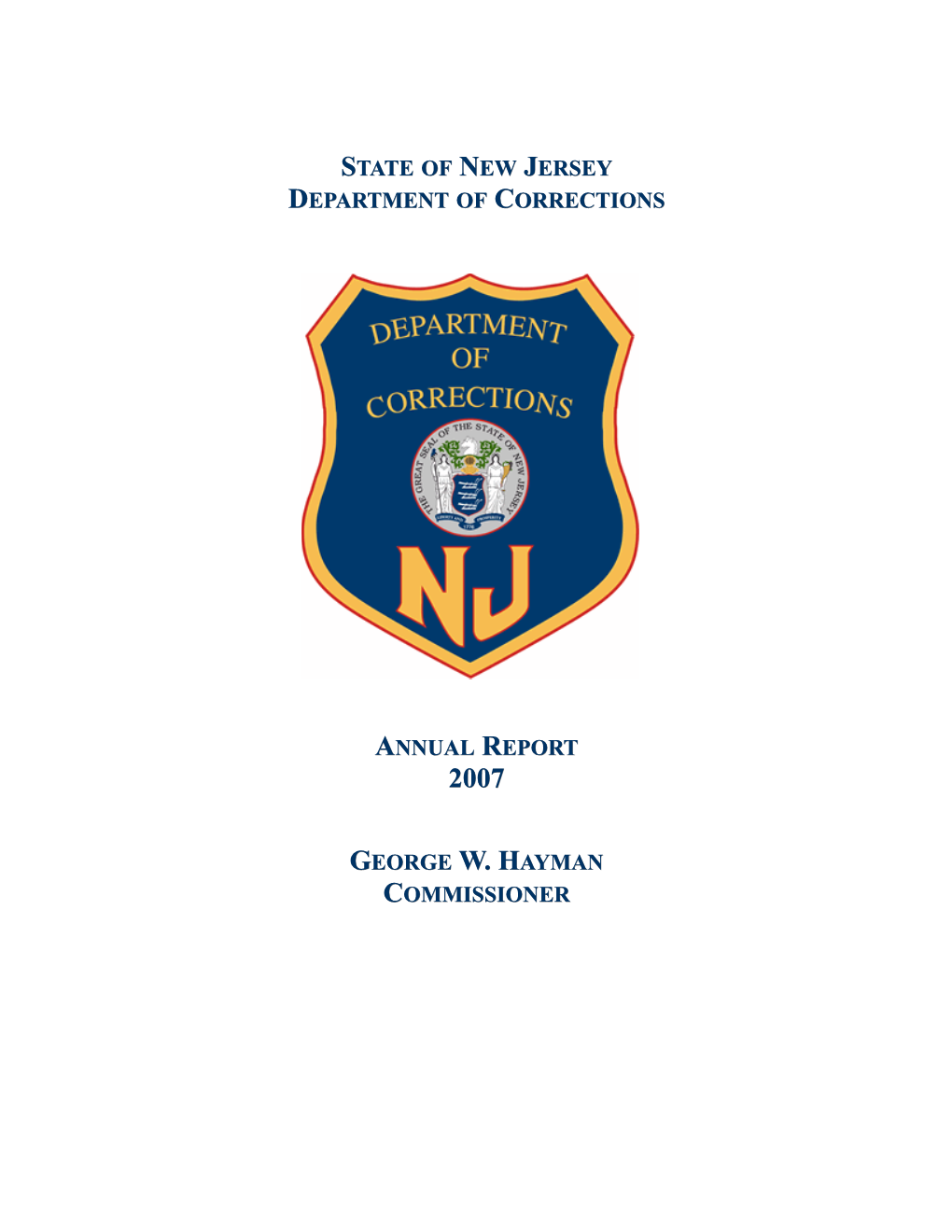State of New Jersey Department of Corrections