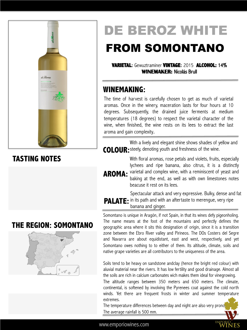 De Beroz White from Somontano