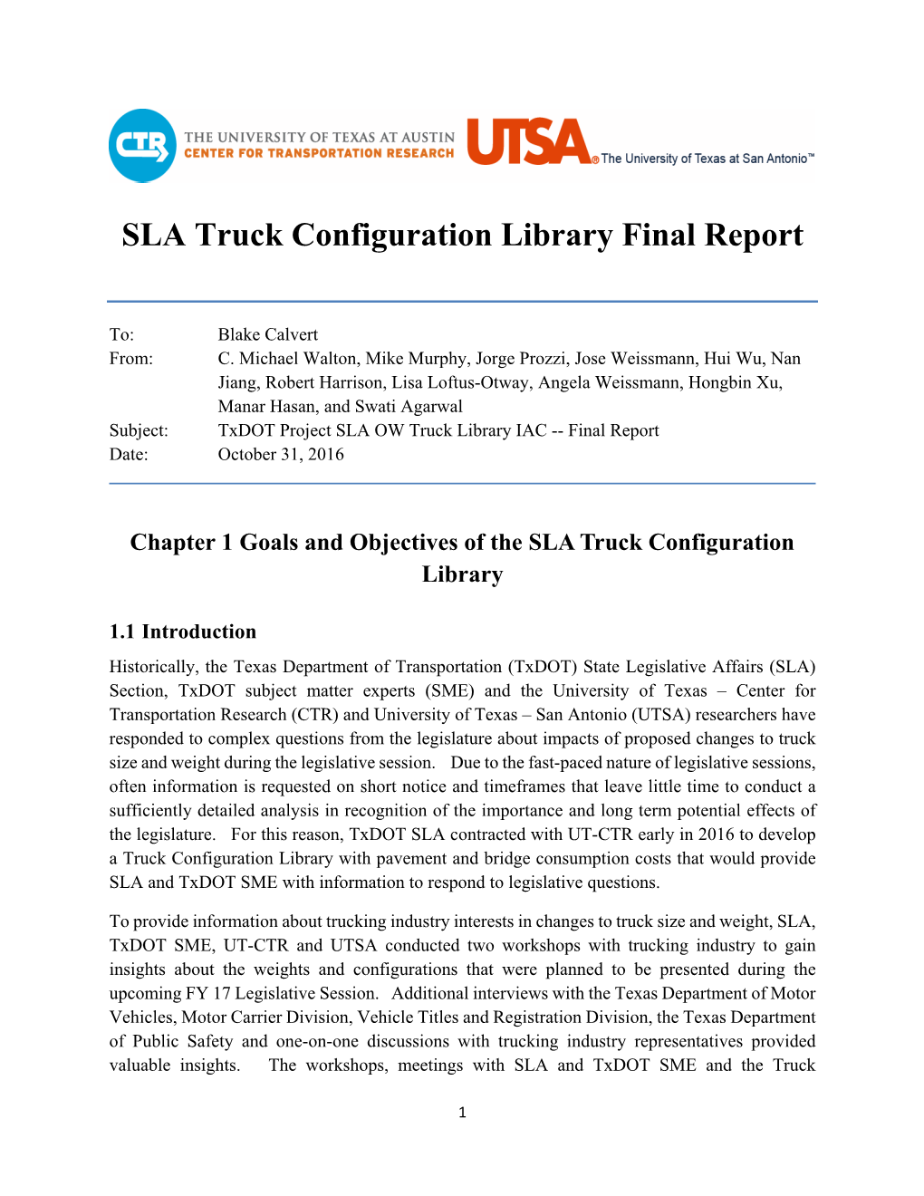 SLA Truck Configuration Library Final Report