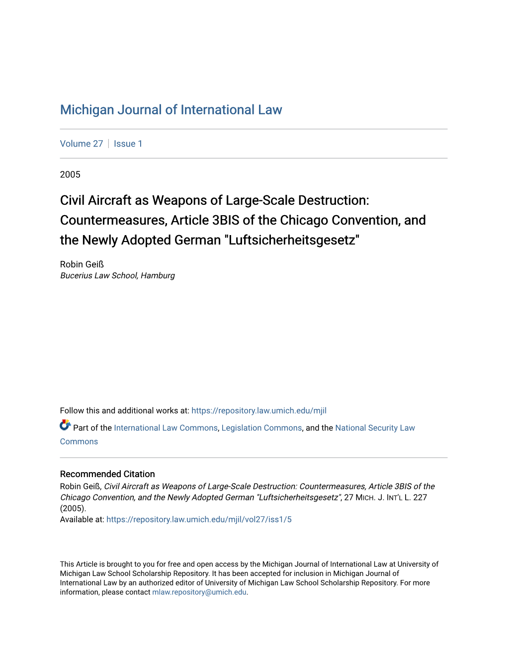 Countermeasures, Article 3BIS of the Chicago Convention, and the Newly Adopted German 