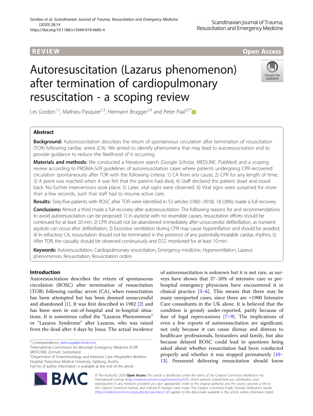 Autoresuscitation (Lazarus Phenomenon) After Termination Of