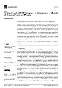 Participation of ABCA1 Transporter in Pathogenesis of Chronic Obstructive Pulmonary Disease