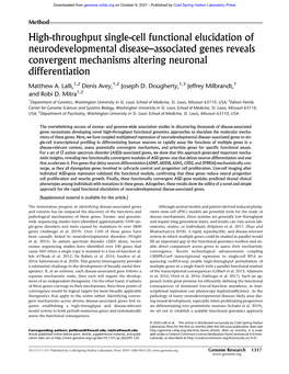 High-Throughput Single-Cell Functional Elucidation of Neurodevelopmental Disease–Associated Genes Reveals Convergent Mechanisms Altering Neuronal Differentiation