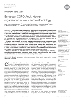 EUROPEAN COPD AUDIT European COPD Audit: Design, Organisation of Work and Methodology