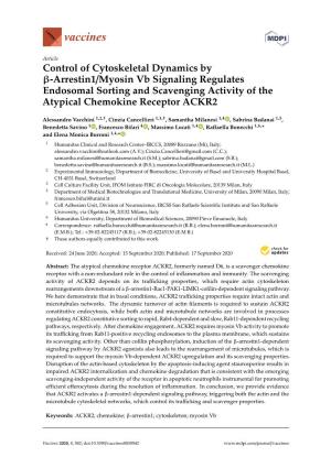 Control of Cytoskeletal Dynamics by Β-Arrestin1/Myosin Vb Signaling Regulates Endosomal Sorting and Scavenging Activity of the Atypical Chemokine Receptor ACKR2