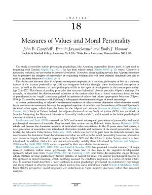 Chapter 18. Measures of Values and Moral Personality