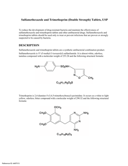 Sulfamethoxazole and Trimethoprim (Double Strength) Tablets, USP