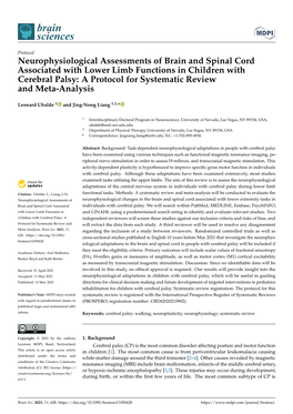 Neurophysiological Assessments of Brain and Spinal Cord Associated