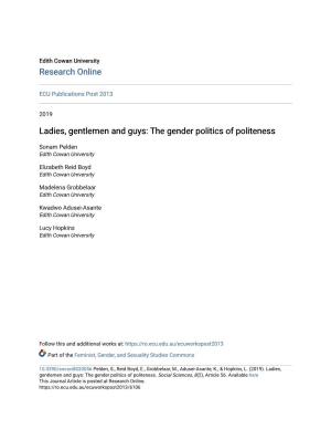 Ladies, Gentlemen and Guys: the Gender Politics of Politeness