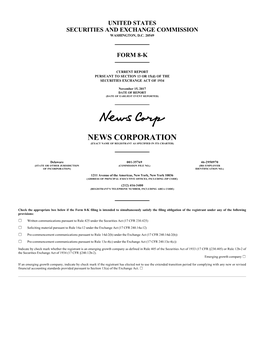 News Corporation (Exact Name of Registrant As Specified in Its Charter)