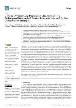 Genetic Diversity and Population Structure of Two Endangered Neotropical Parrots Inform in Situ and Ex Situ Conservation Strategies