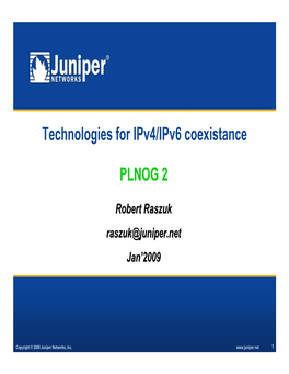 Technologies for Ipv4/Ipv6 Coexistance PLNOG 2