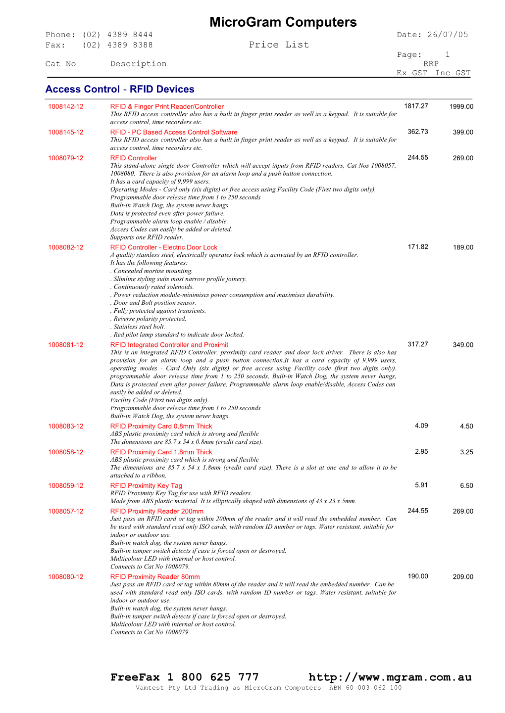 F:RR8 Retail Price List Pdf.RRW