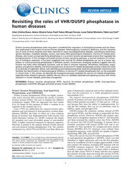 Revisiting the Roles of VHR/DUSP3 Phosphatase in Human Diseases