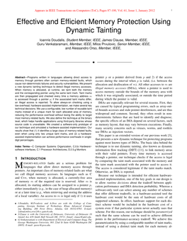 Effective and Efficient Memory Protection Using Dynamic Tainting