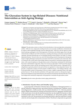 The Glyoxalase System in Age-Related Diseases: Nutritional Intervention As Anti-Ageing Strategy