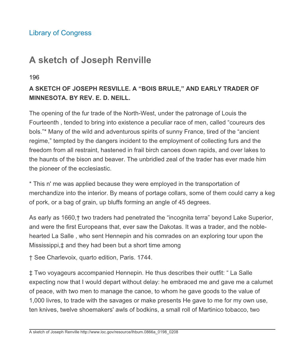 A Sketch of Joseph Renville