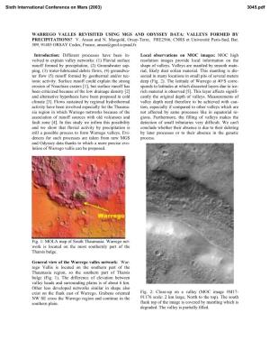 Warrego Valles Revisited Using Mgs and Odyssey Data: Valleys Formed by Precipitations? V