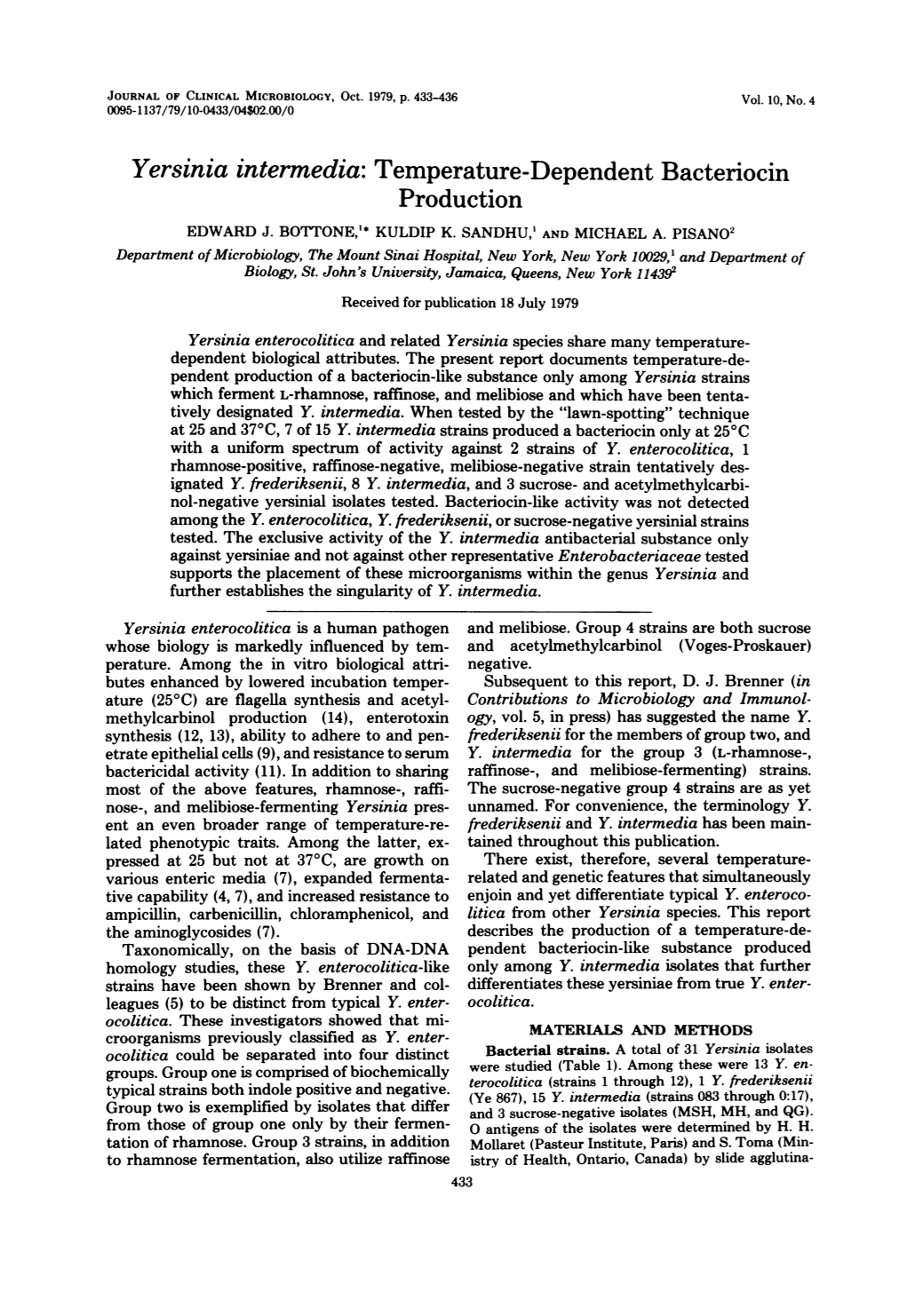 Temperature-Dependent Bacteriocin Production