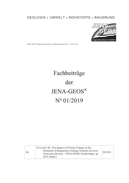 The Impact of Climate Change on the Potentials of Regenerative Energy Systems in Lower JG 2019/01 Franconia, Bavaria – JENA-GEOS, Fachbeiträge, Jg