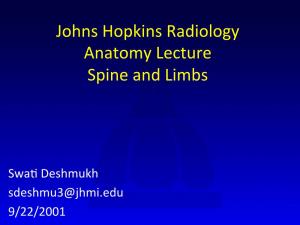 Johns Hopkins Radiology Anatomy Lecture Spine and Limbs