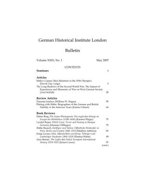 German Historical Institute London Bulletin Vol 29 (2007), No. 1