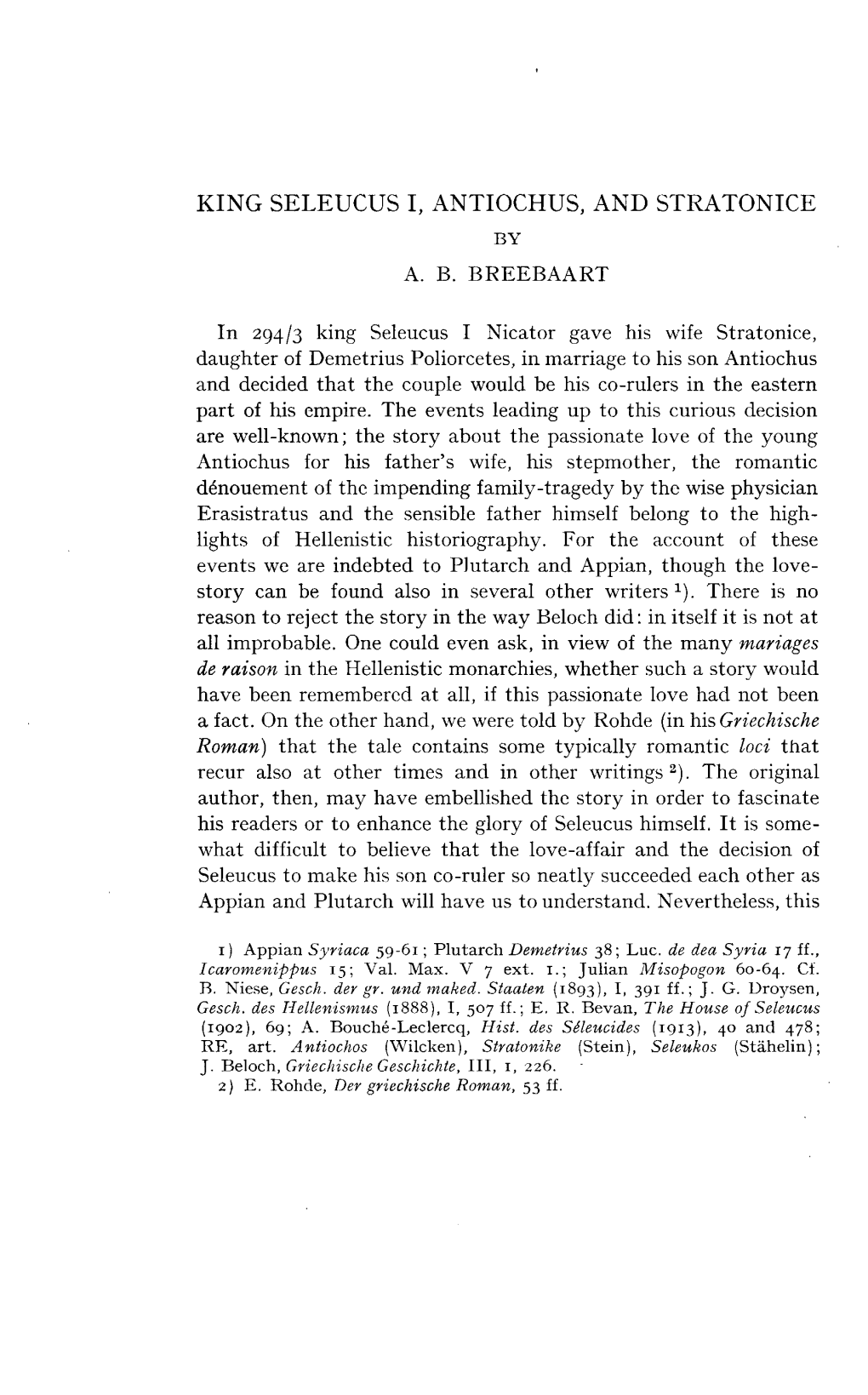 King Seleucus I, Antiochus, and Stratonice by A. B. Breebaart