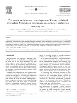The Natural Environment Control System of Korean Traditional Architecture: Comparison with Korean Contemporary Architecture