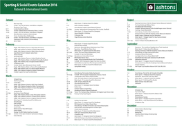 Sporting & Social Events Calendar 2016