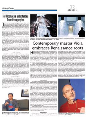 Contemporary Master Viola Embraces Renaissance Roots