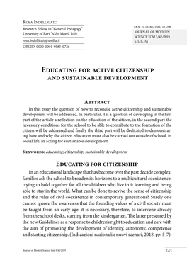 Educating for Active Citizenship and Sustainable Development