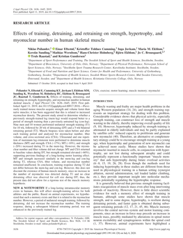 Effects of Training, Detraining, and Retraining on Strength, Hypertrophy, and Myonuclear Number in Human Skeletal Muscle