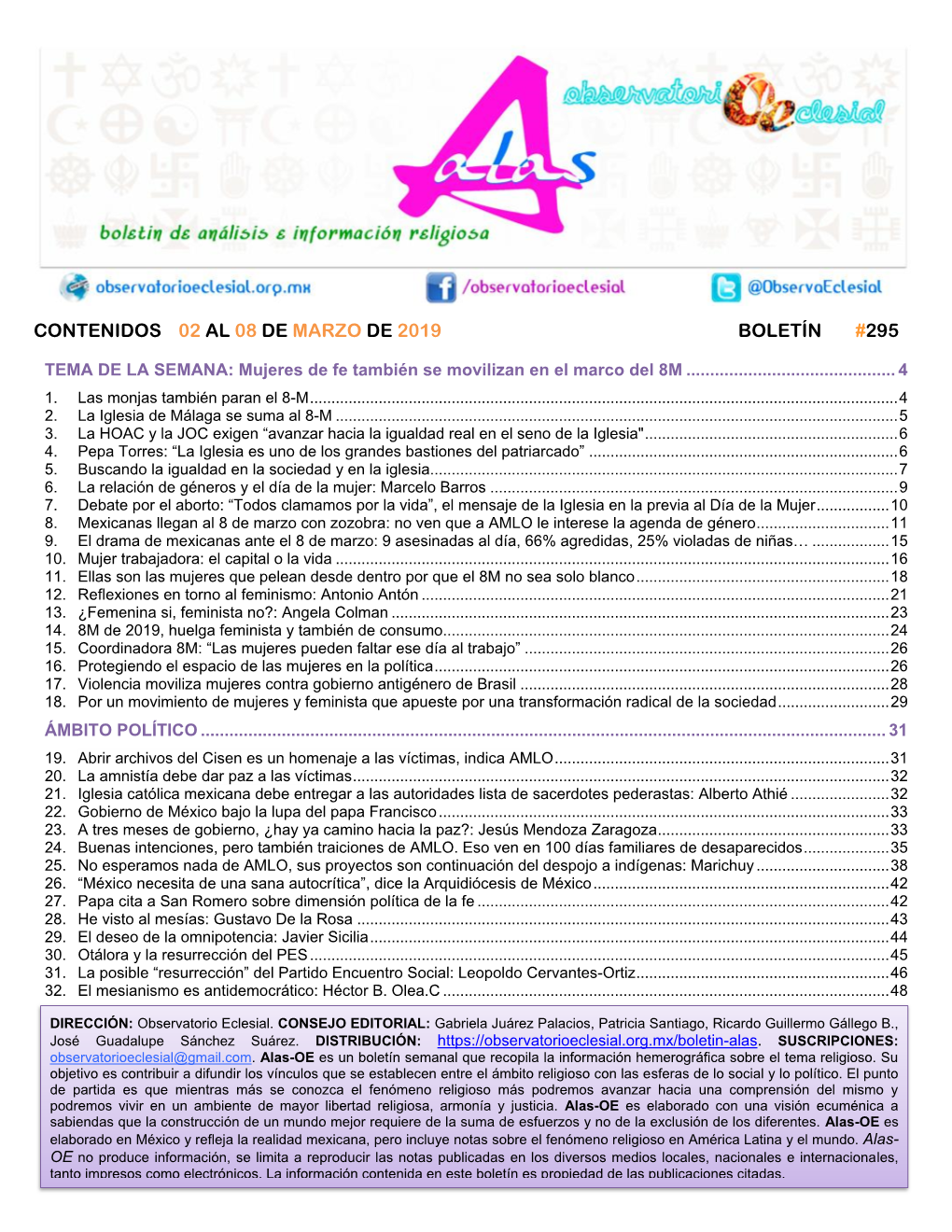 Contenidos 02 Al 08 De Marzo De 2019 Boletín #295