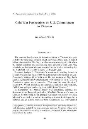 Cold War Perspectives on U.S. Commitment in Vietnam