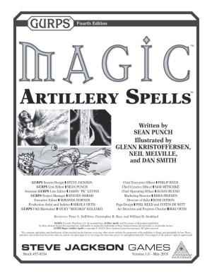 GURPS Magic: Artillery Spells Is Copyright © 2018 by Steve Jackson Games Incorporated