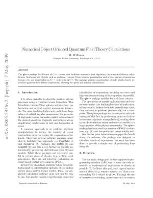 Numerical Object Oriented Quantum Field Theory Calculations M