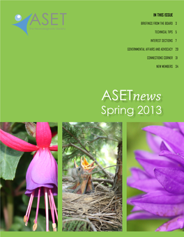 Asetnews Spring 2013 SPRING 2013 VOLUME 37, NUMBER 1