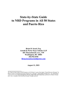 August 12, 2021 State-By-State Guide to NRD Programs in All 50 States