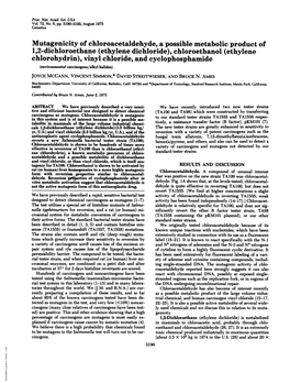 Mutagenicity of Chloroacetaldehyde, a Possible Metabolic Product of 1,2