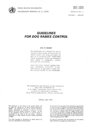 Guidelines for Dog Rabies Control