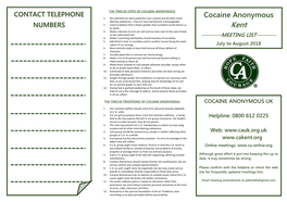 Cocaine Anonymous Kent ---MEETING LIST