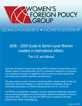 2008 – 2009 Guide to Senior-Level Women Leaders in International Affairs