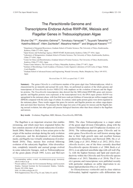 The Parachlorella Genome and Transcriptome Endorse Active RWP-RK, Meiosis and Flagellar Genes in Trebouxiophycean Algae