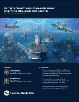 Capstone Headwaters C4ISR Industry MA Coverage Report November