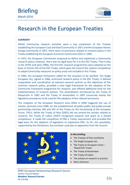 Research in the European Treaties
